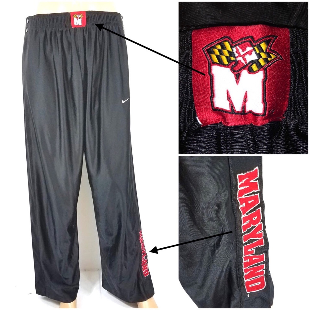NIKE Maryland Terrapins Blk Tear Away Pants Large